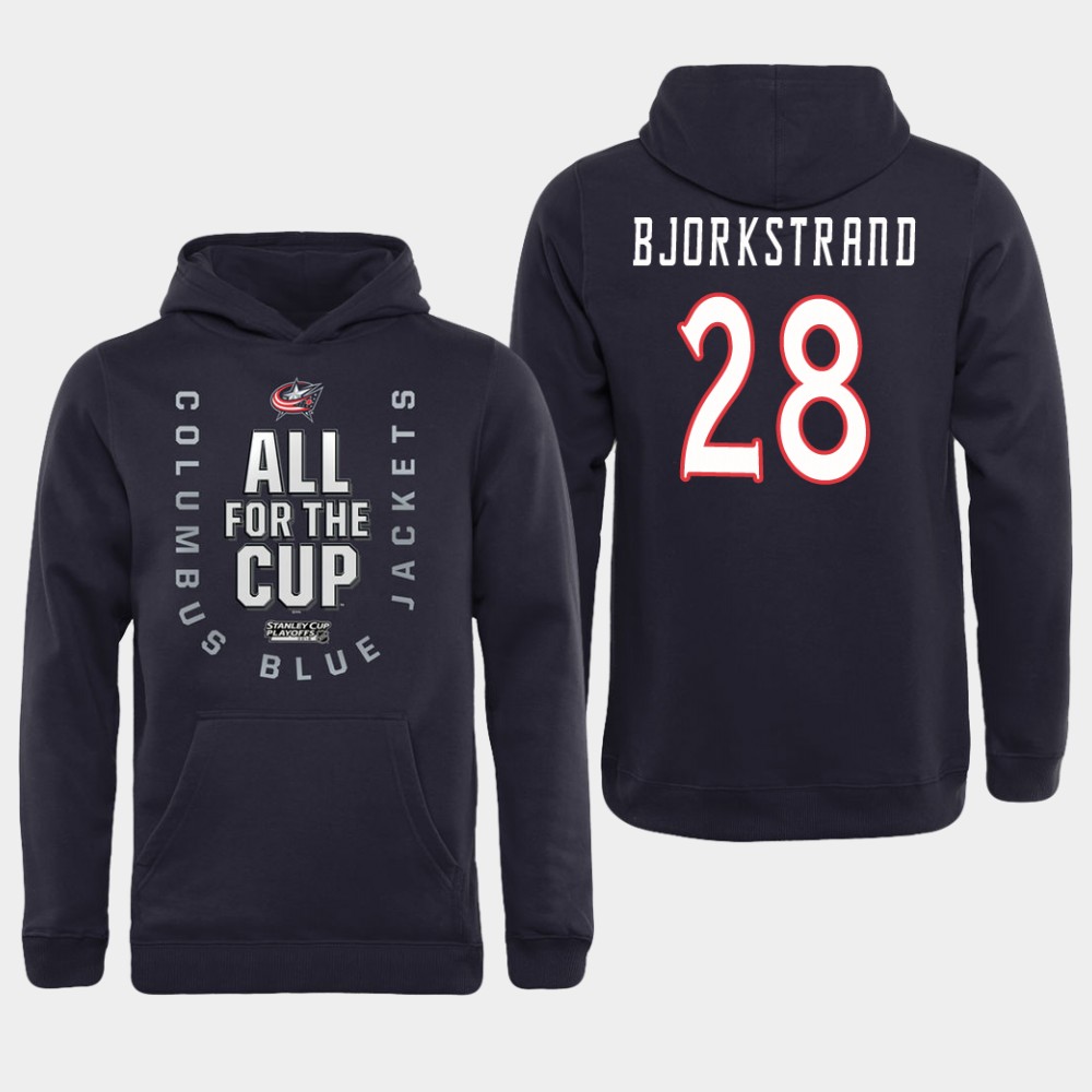 Men NHL Adidas Columbus Blue Jackets 28 Bjorkstrand black All for the Cup Hoodie